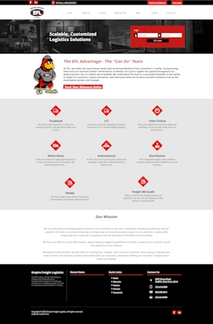 Empire Logistics old, blocky, outdated web design.