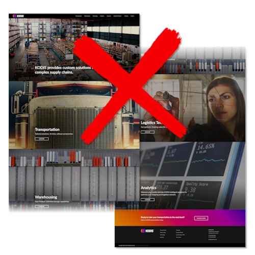 The old, blocky web design of KODIS before we redesigned their website.