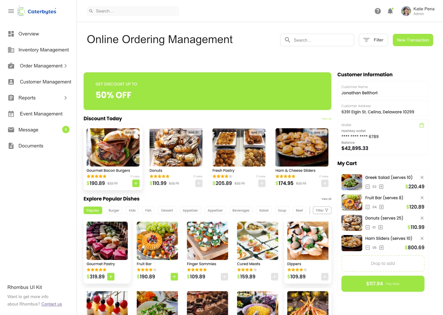 caterbytes online ordering dashboard