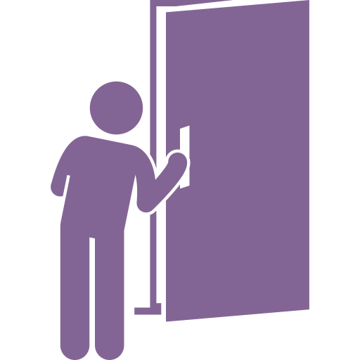 man illustrated icon of a man opening a door