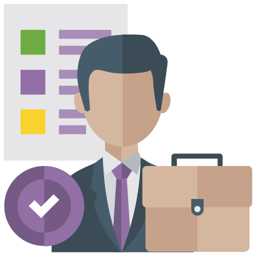 illustration of a business man with a briefcase in front of a progress chart