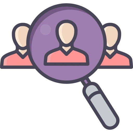 illustration of a magnifying glass focused on users