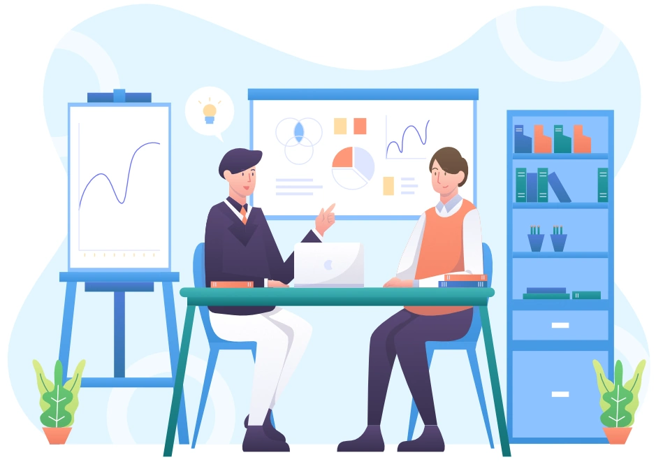 illustration of a consultant working with a business